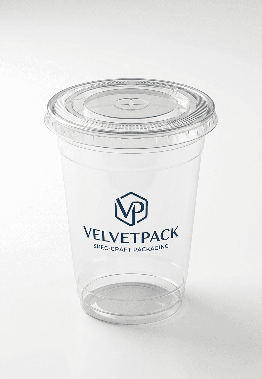 Branded flat-bottom clear cup