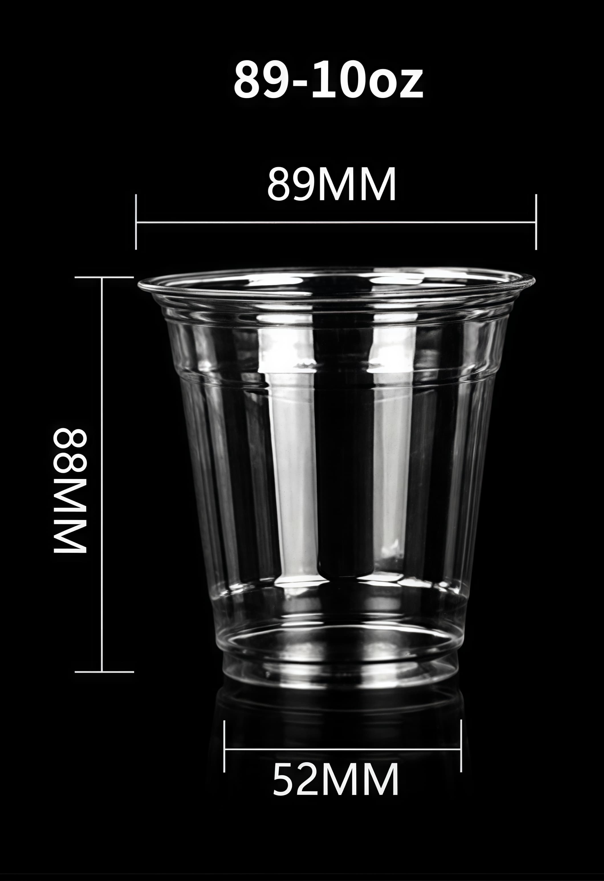 89mm 10oz clear PLA cup size reference