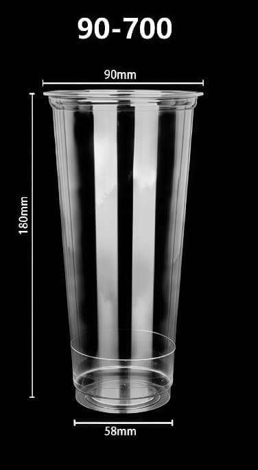 90mm 700 clear PLA cup size reference