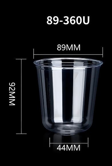 89mm 360U clear PLA cup size reference