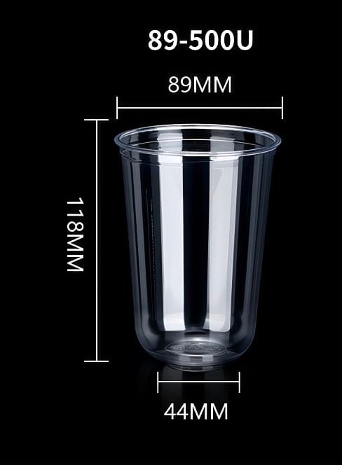 89mm 500U clear PLA cup size reference