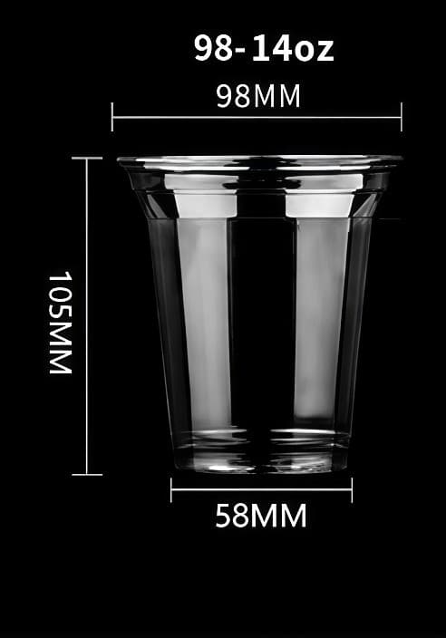 98mm 14oz clear PLA cup alternate size reference